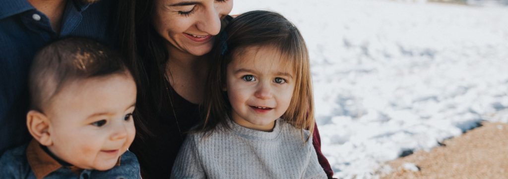 A family on the beach