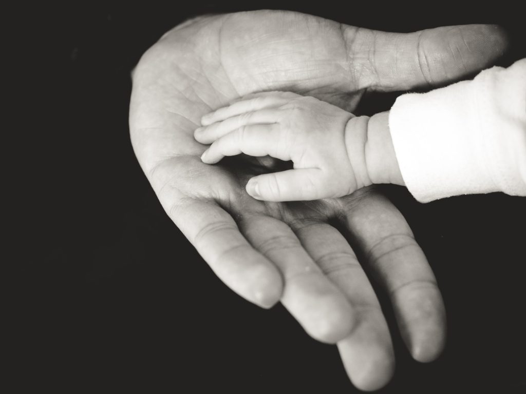 baby hand and parent's hand