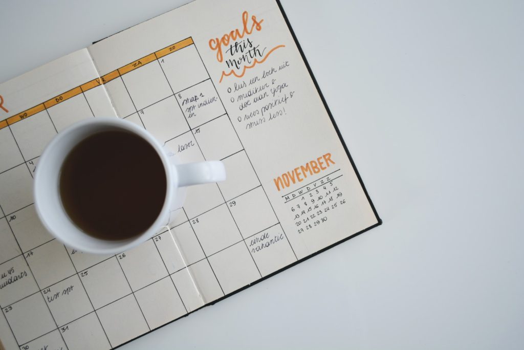 cup of coffee and planner